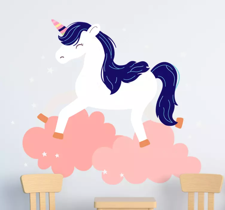 Unicorn on Pink Clouds kids Wall Sticker - TenStickers