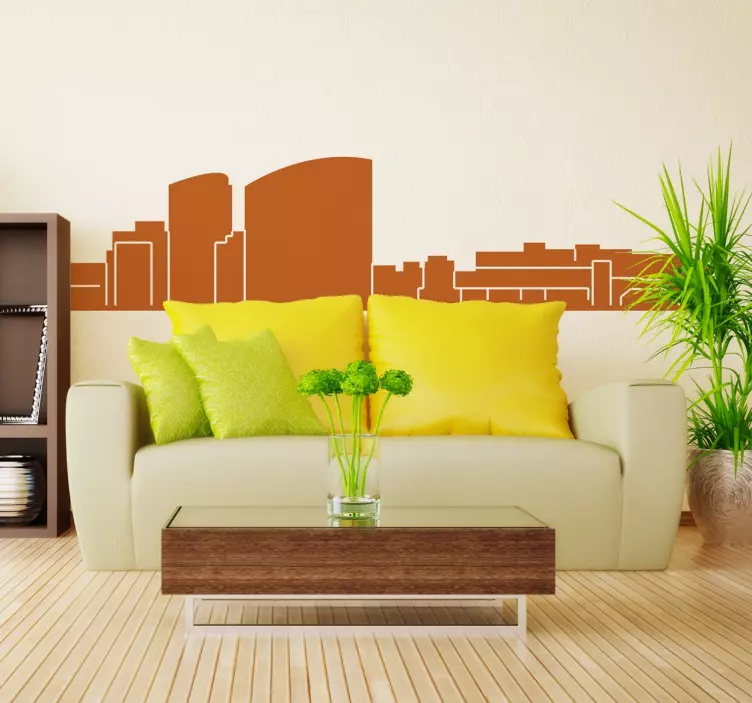 Urban City Silhouette skyline wall sticker - TenStickers