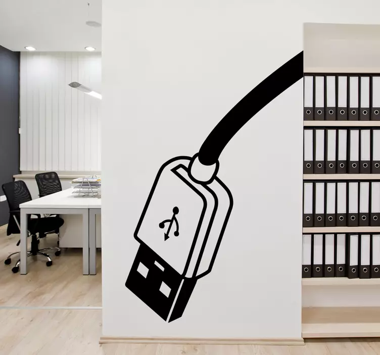 USB cable office wall decal - TenStickers