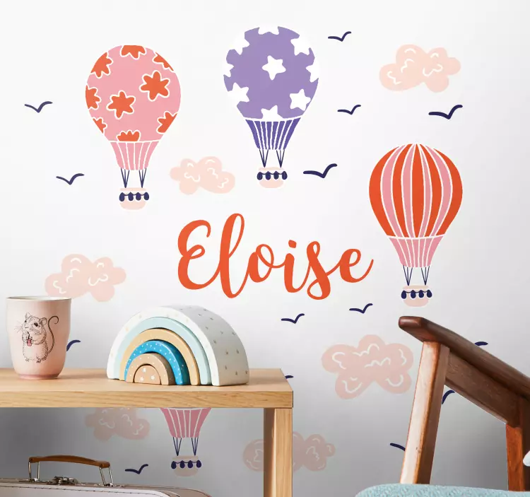 Vibrant balloons with name wall stickers for kid - TenStickers
