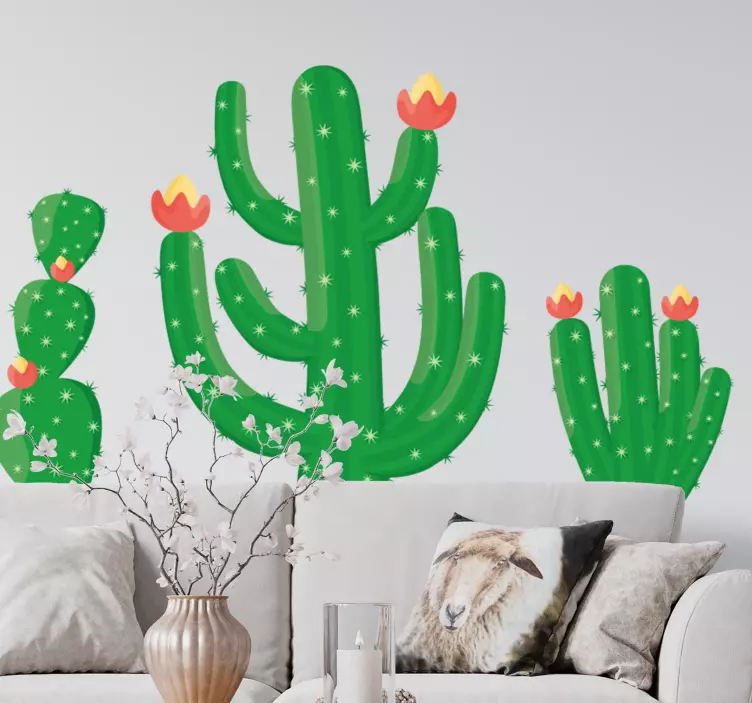 Vibrant cactus composition wall sticker - TenStickers