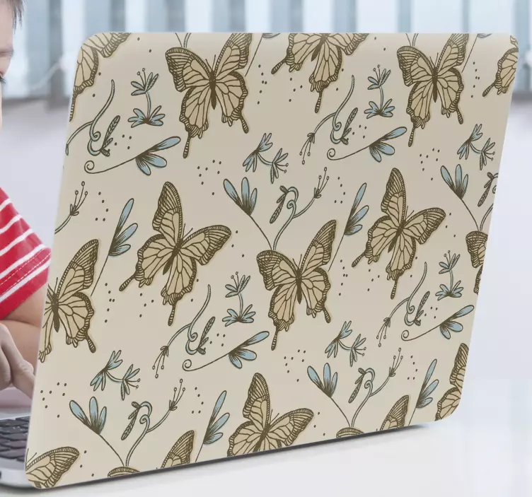 Vintage butterflies laptop decal - TenStickers