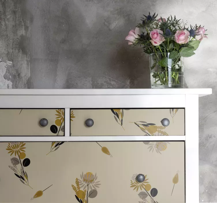 Vintage flowers furniture decal - TenStickers