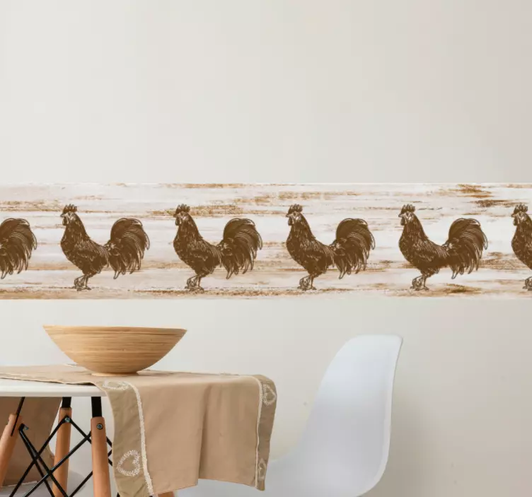 Vintage illustrations of rooster   border sticker - TenStickers