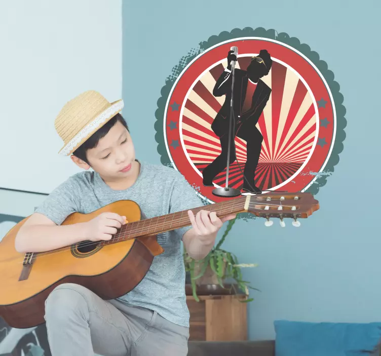 Vintage Rock Singer Sticker - TenStickers