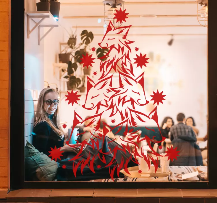 Wall sticker foxes christmas design - TenStickers