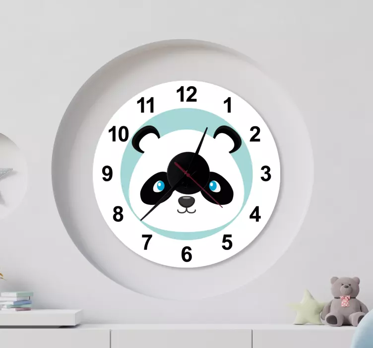 Wall sticker panda face clock - TenStickers
