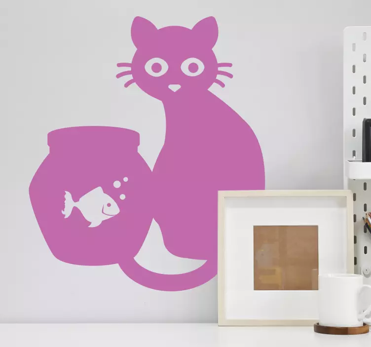 Wall sticker playful cat design - TenStickers
