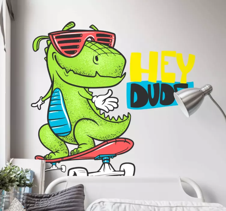 Wall sticker skateboarding dino figure - TenStickers