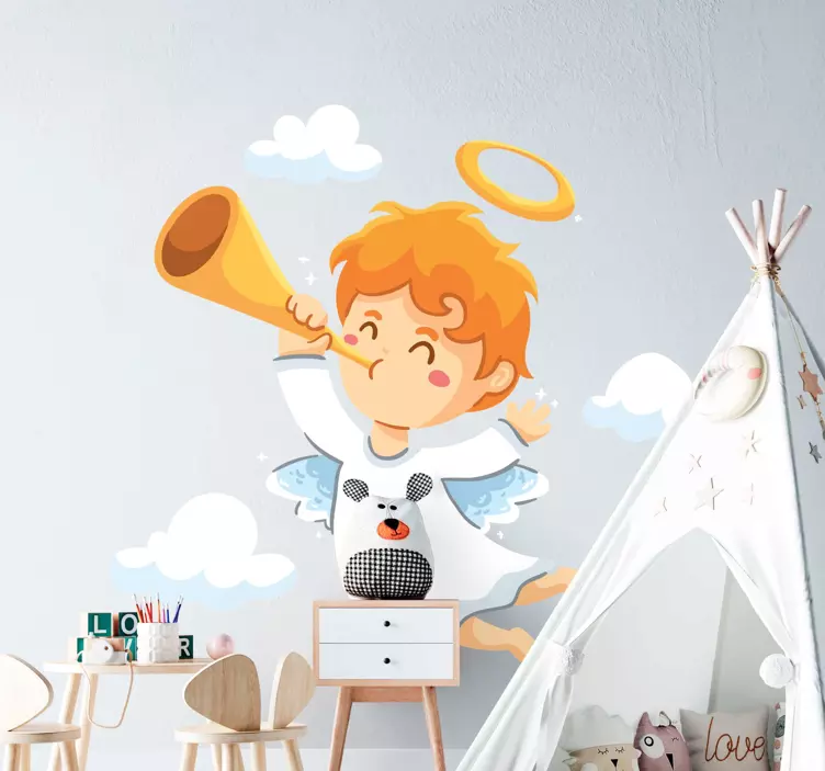 Wall stickers for kid angel playing trumpet - TenStickers