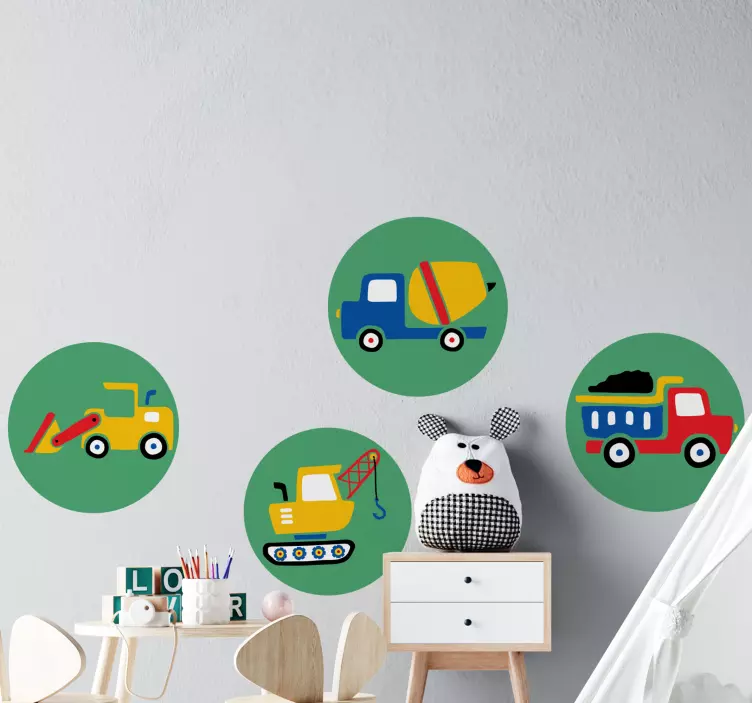 Wall stickers for kid construction vehicle set - TenStickers