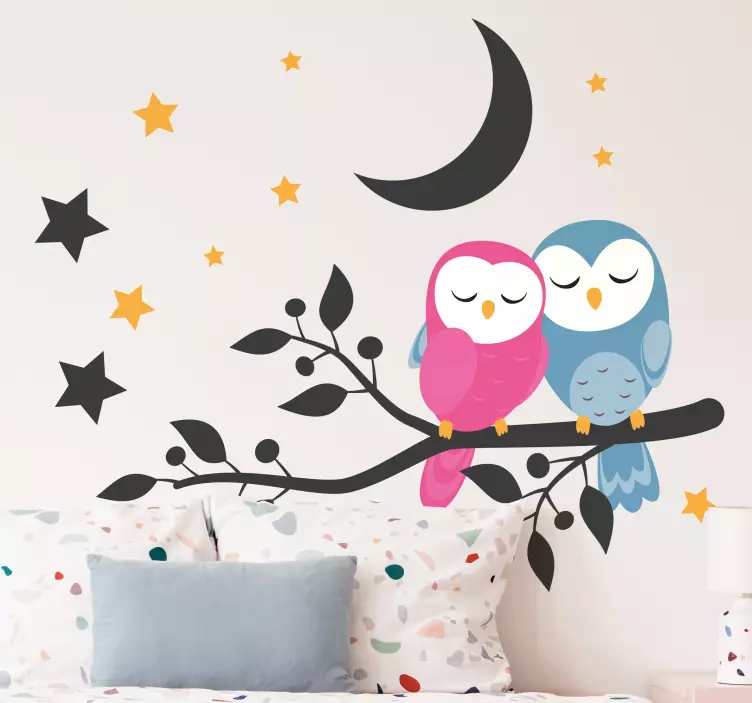 Wall stickers for kid cute owls night scene - TenStickers