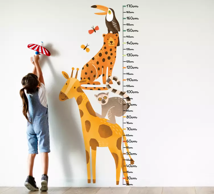 Wall stickers for kid height measurement animals - TenStickers
