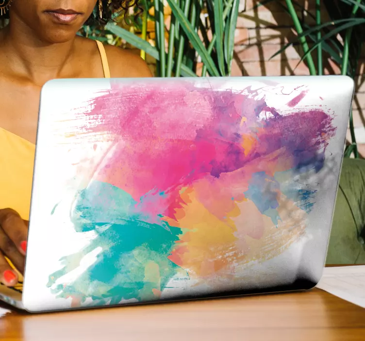 Watercolor notebooks laptop sticker - TenStickers