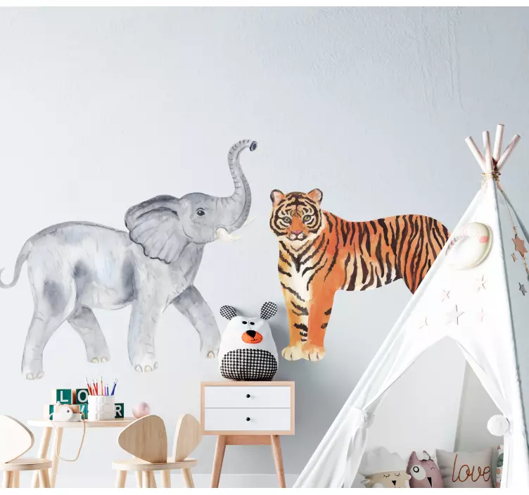 Watercolor safari animal wild animal decal - TenStickers