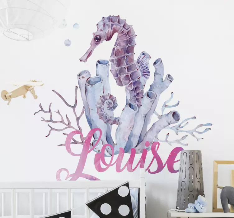 Watercolor Seahorse Personalised sticker - TenStickers
