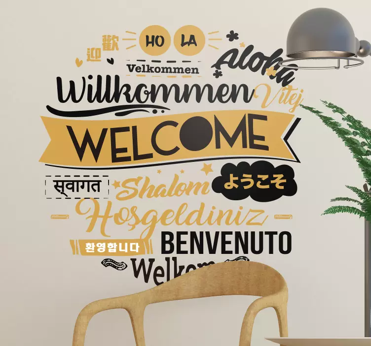 Welcome Various Languages Text Sticker - TenStickers