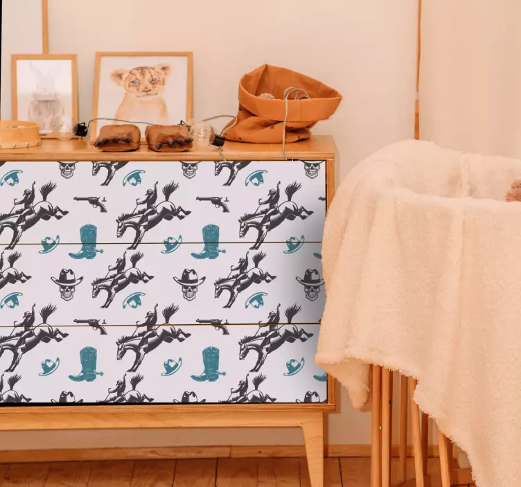 Western themed pattern furniture sticker - TenStickers