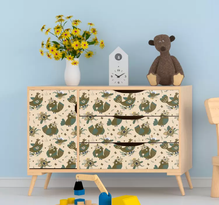 Whimsical Bird Pattern wall sticker - TenStickers