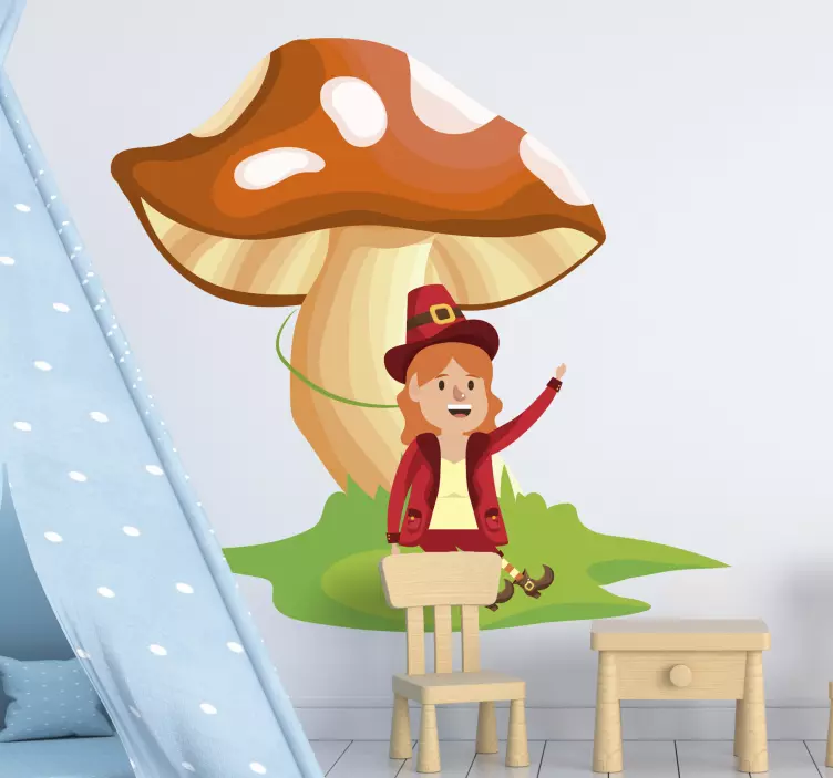 Whimsical Mushroom Girl wall stickers for kid - TenStickers