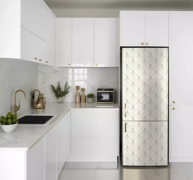 white and gold geometric fridge sticker - TenStickers