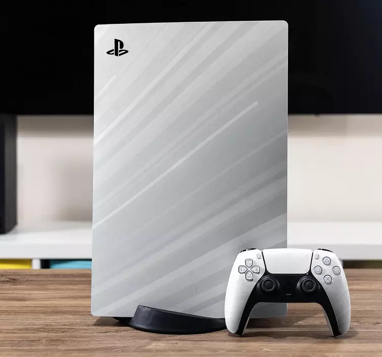 White and grey abstract waves PS5 sticker - TenStickers