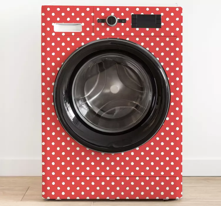 White retro polka dots red appliance sticker - TenStickers