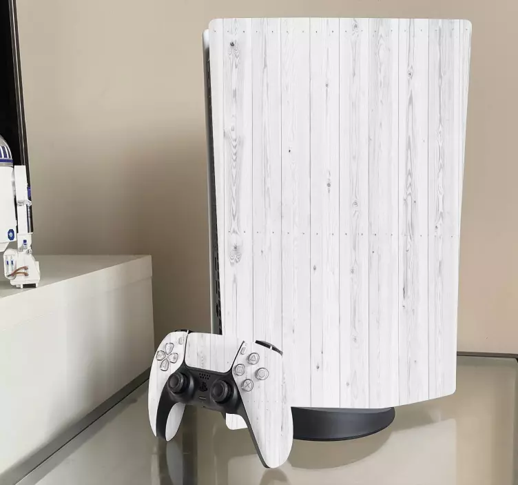 White wooden texture PS5 sticker - TenStickers