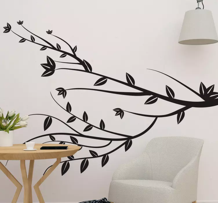 Wide leaf branch plant wall sticker - TenStickers