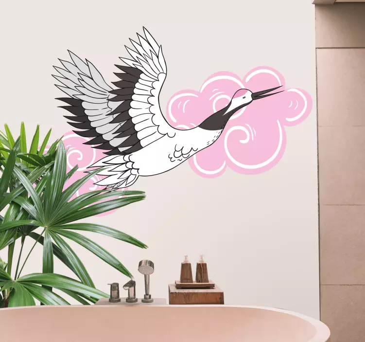 Wild birds modern pink pattern wall decal - TenStickers