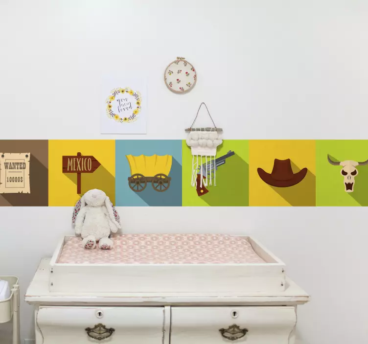 Wild West Themed Elements wall border sticker - TenStickers