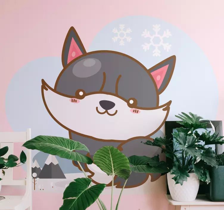 Wolf cartoon tall grey wolf wild animal decal - TenStickers