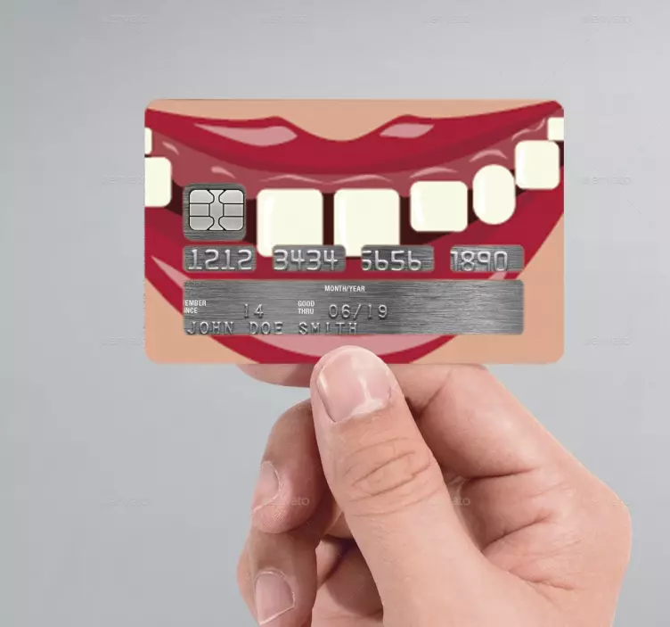 Woman's mouth credit card sticker - TenStickers