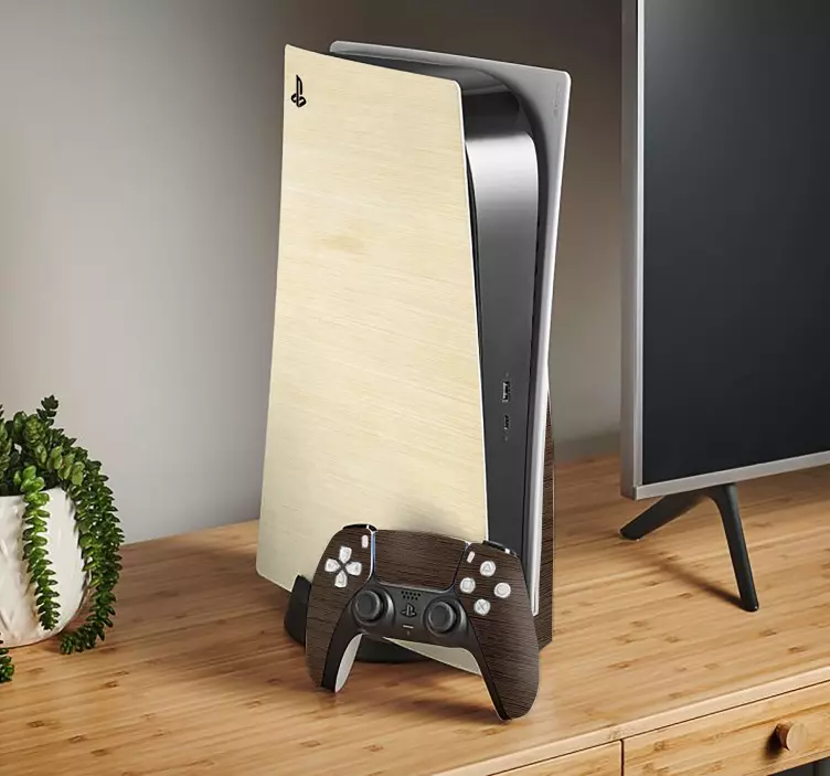 wood texture PS5 stickers - TenStickers