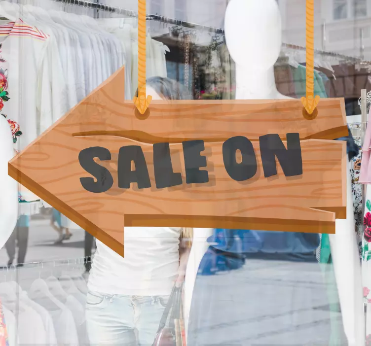 Wooden Sale Arrow shop window sticker - TenStickers