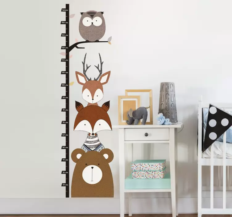 Woodland Animals Height Chart Sticker - TenStickers