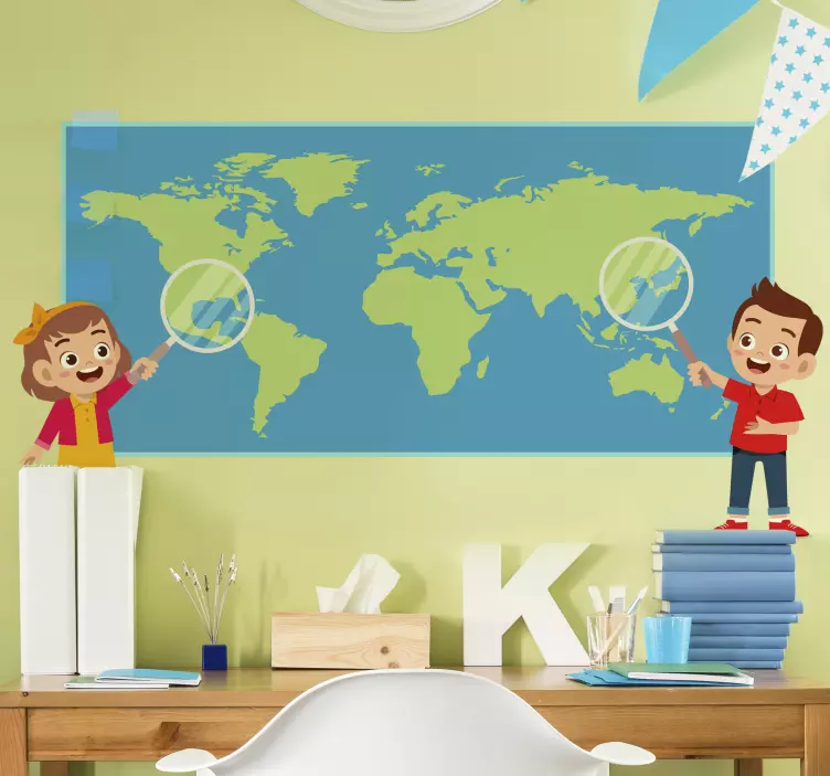 World map for kids world map wall sticker - TenStickers