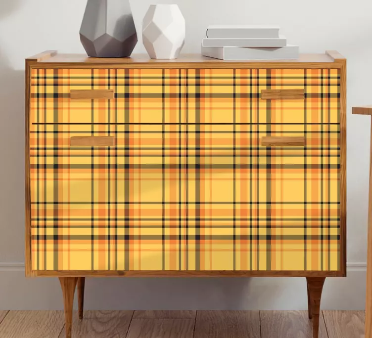 Yellow check seamless pattern furniture sticker - TenStickers