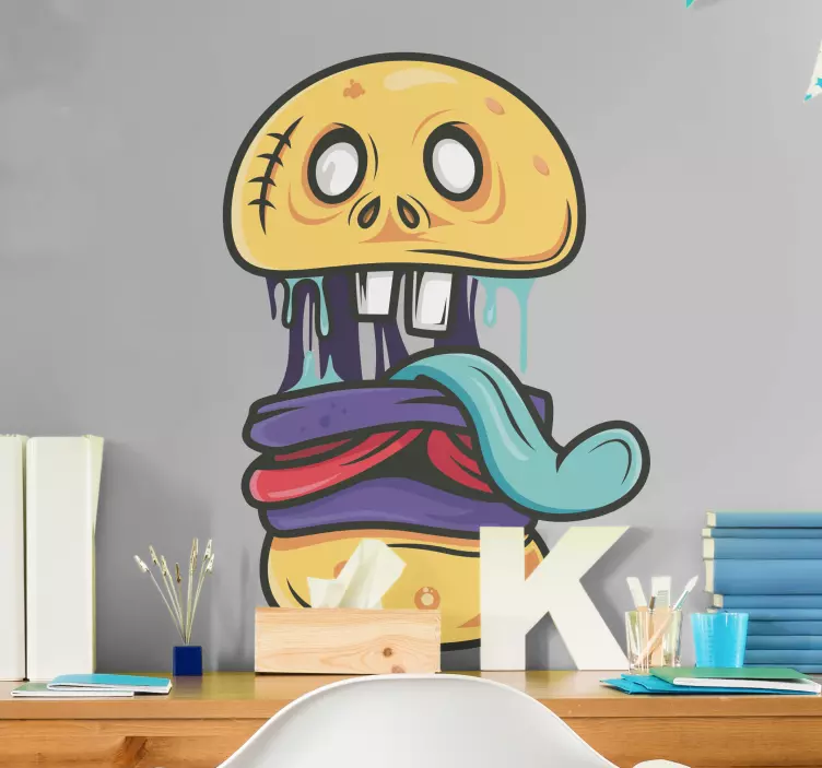 Zombie burger cartoon  urban decal - TenStickers