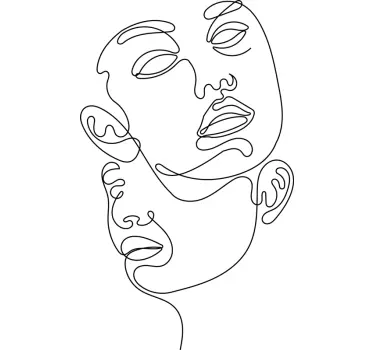Abstract faces wall sticker for bedroom - TenStickers