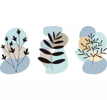 Abstract plants with colored circles bedroom wall sticker - TenStickers