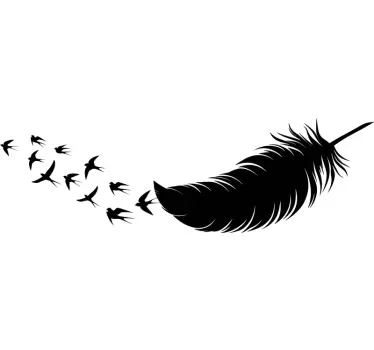 Feather and birds wall sticker for bedroom - TenStickers