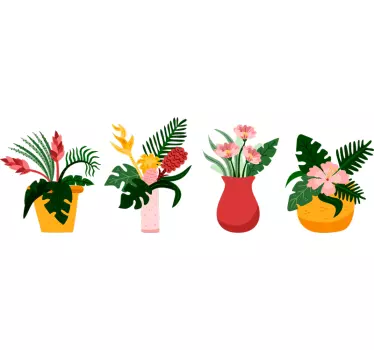 Flowerpots wall sticker for bedroom - TenStickers