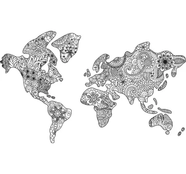 Mandala map wall sticker for bedroom - TenStickers