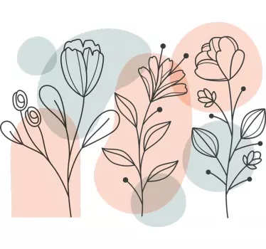 Minimalist flowers wall sticker for bedroom - TenStickers