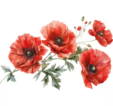 Pavot flowers wall sticker for bedroom - TenStickers