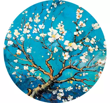 Round blue design of flowers wall sticker for bedroom - TenStickers