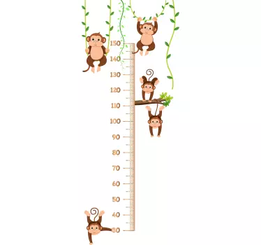 Happy monkeys height chart wall sticker - TenStickers