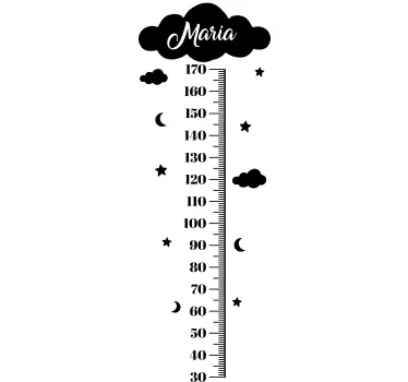Clouds with stars  height chart wall sticker - TenStickers