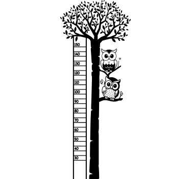 Owls in tree height chart wall sticker - TenStickers